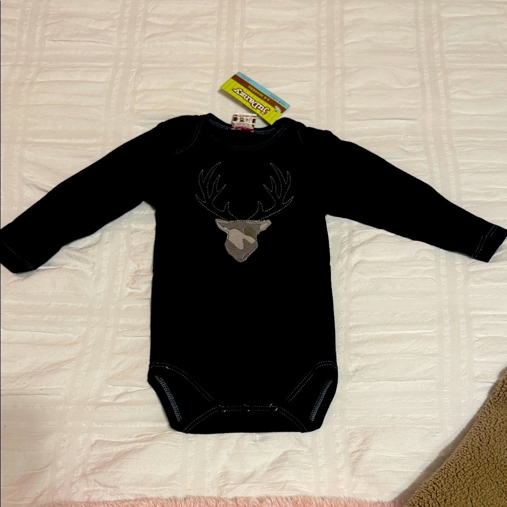NWT Black Deer Print Kids One Piece
